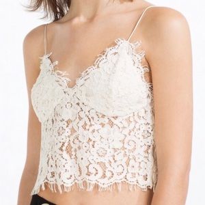 Zara White Lace Crop Top